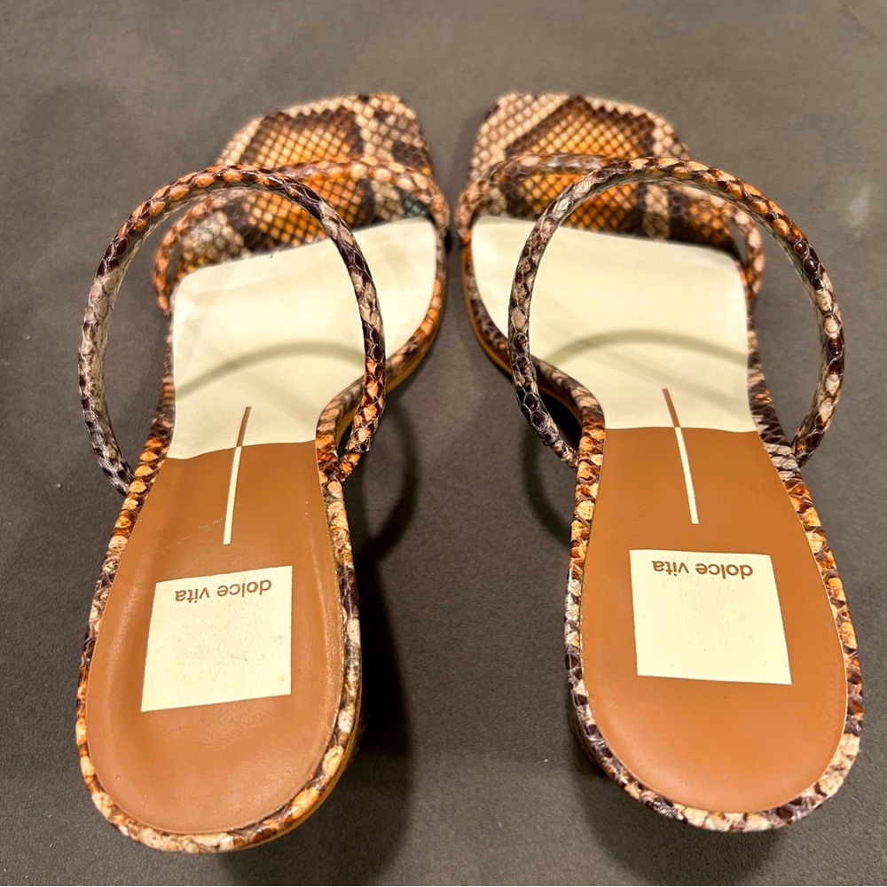 Dolce Vita Noles Snake Print Leather Heeled Women’s Slides Sandals Size 8.5 - Picture 7 of 13